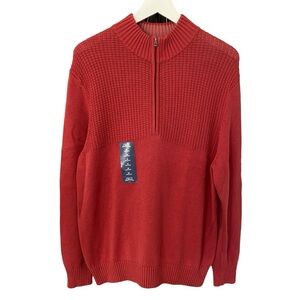 Pull IZOD 1/4 Zip En Coton – Bordeaux Flocons – Taille XL – Neuf Avec étiquettes